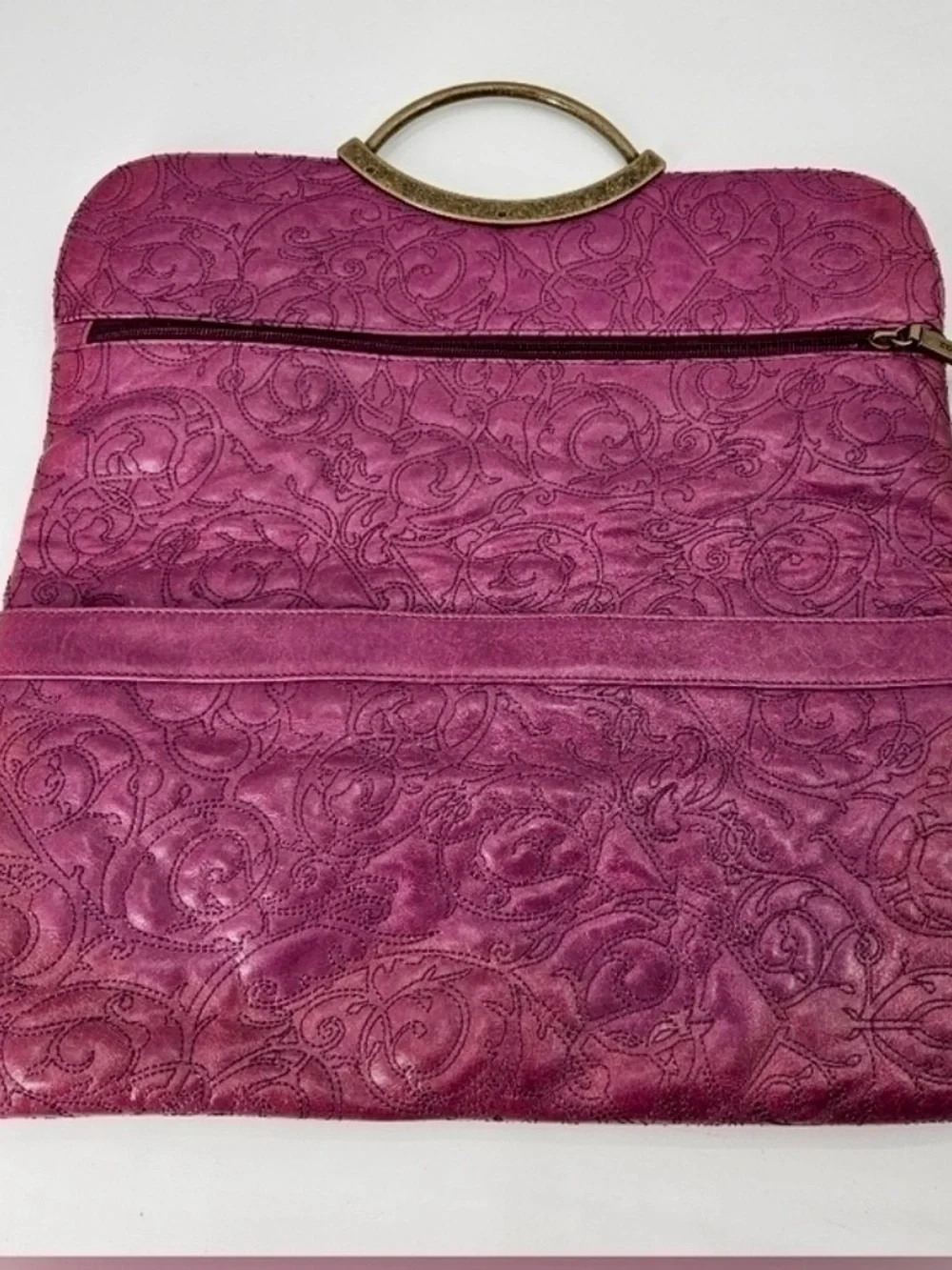 Hobo International Purple Embroidered Leather Clutch Beautiful